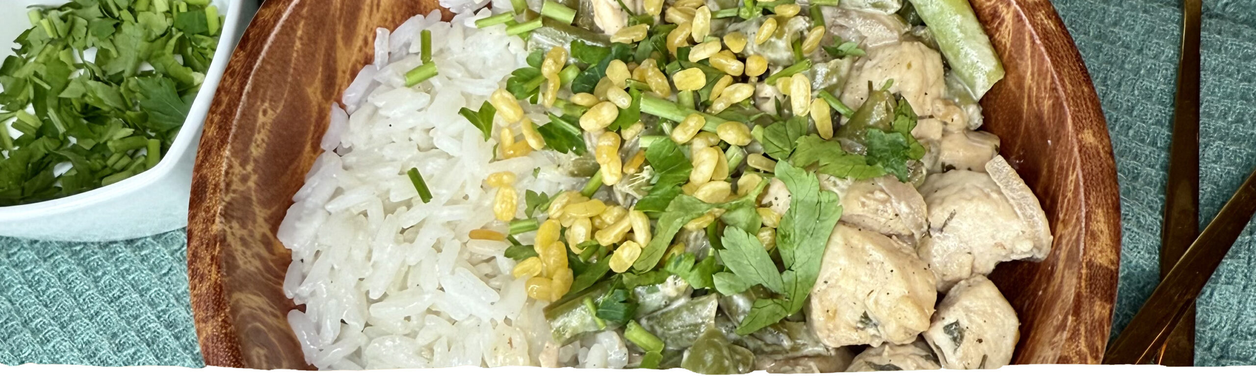 Zöldbabos csirkemell basmati rizzsel