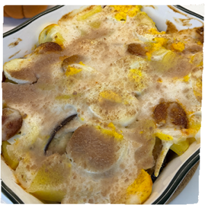 Eggplant Layered Potatoes with Vegajó Vegajó Vegan Crema